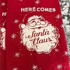 Red Santa Claus Holiday kitchen Tea Towel